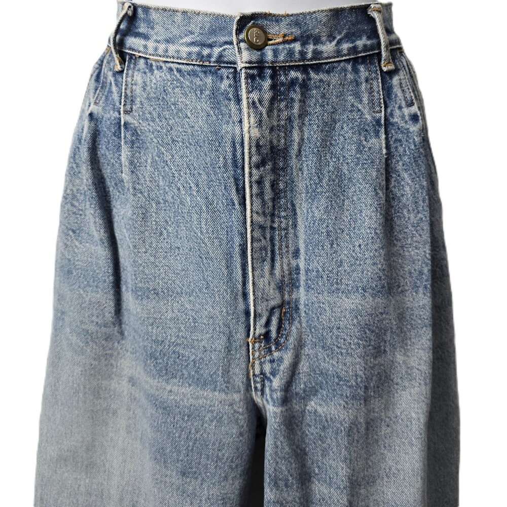 Bill Boss Mom Jeans Denim 12 High Waist Pleat Front Taper Stone Wash Vintage 90s - Picture 3 of 9